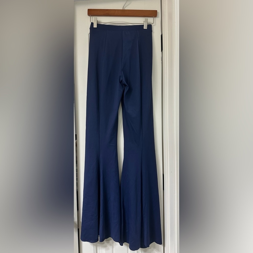 Ellie’s Boutique Navy High-Waist Flare‎ Pants Wide Leg Trousers Navy Blue Medium - Picture 4 of 4